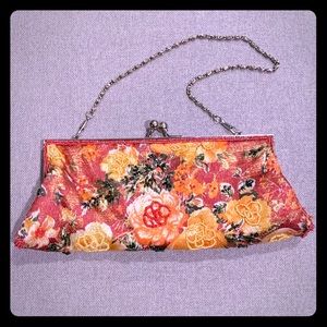 VINTAGE 80s look Bright Pink Flower Beaded Purse